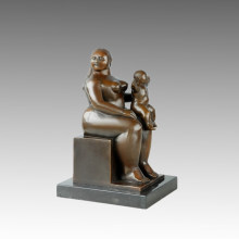 Eastern Figure Statue Fat Mother-Son Bronze Sculpture TPE-645